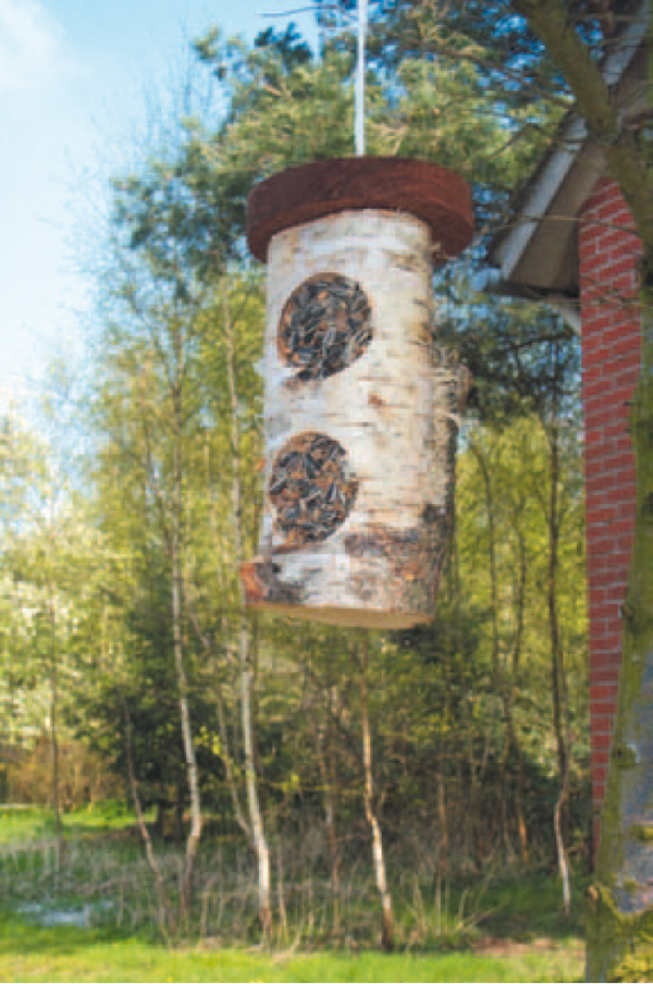 Futterampel aus Birkenholz